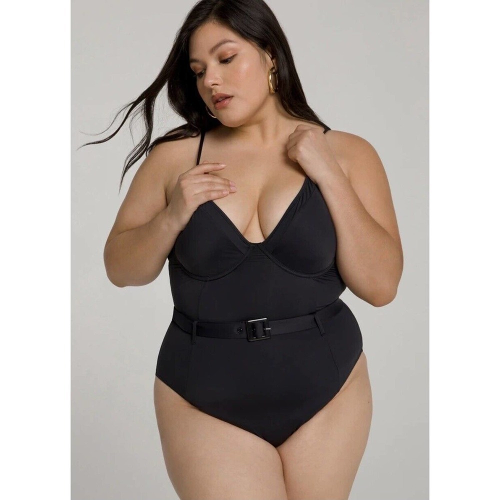 NWOT Good American Showoff One-Piece Swimsuit Black , size - 5 /2XL